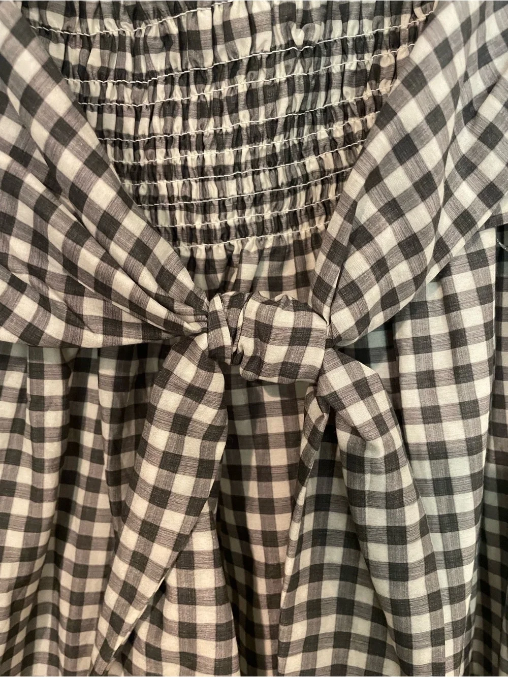 Vince Green and White Gingham Smocked Top - Picture 6 of 9